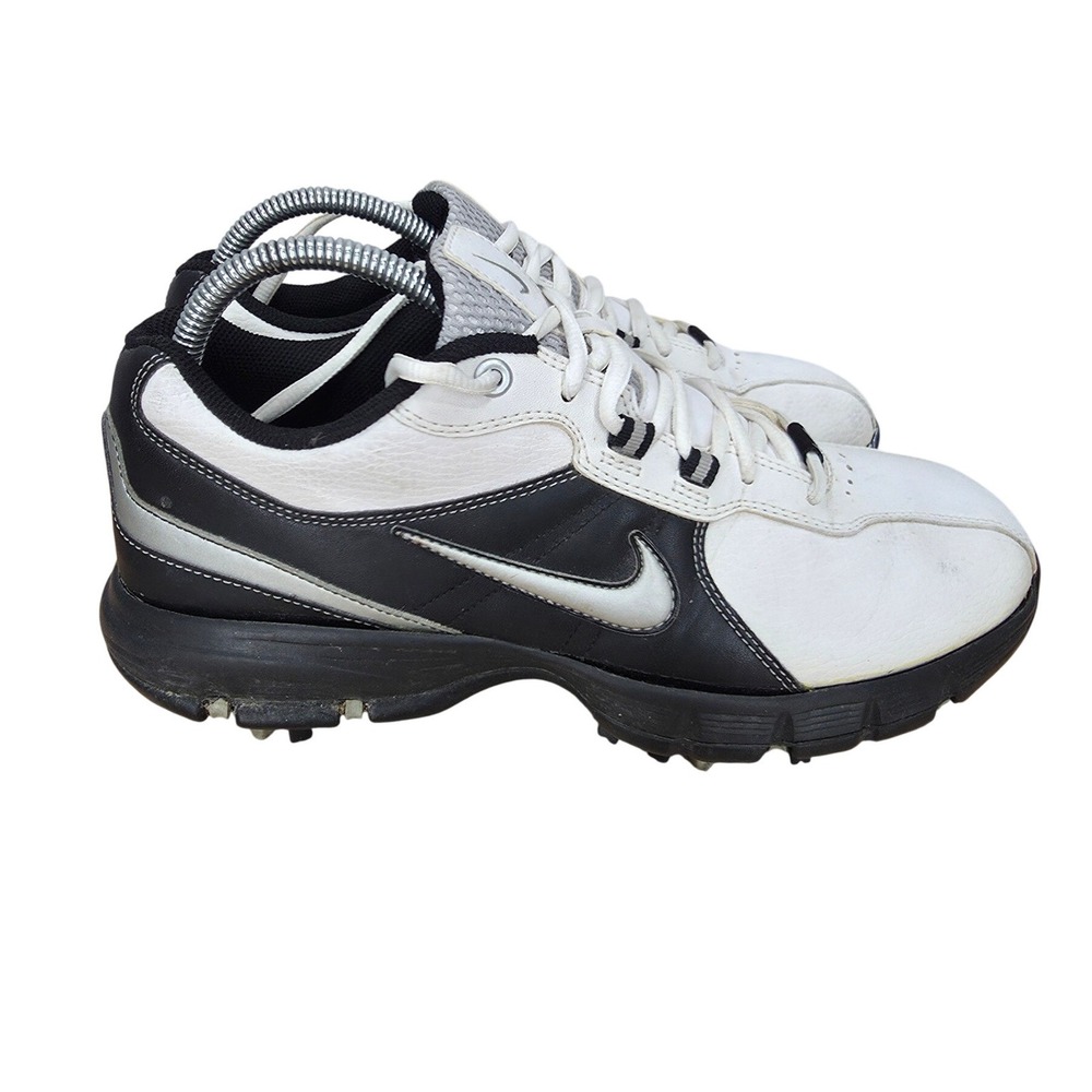 Nike Durasport Golf Shoes Mens 7 White Black Leather Sneakers 317682-102
